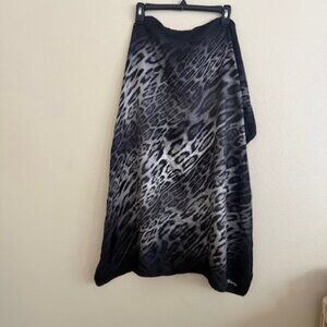 vintage  black leopard print silk scarf